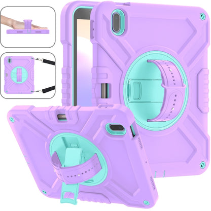 For iPad 2025 / 2022 X Rotation PC Hybrid Silicone Tablet Case with Strap(Purple Cyan) - iPad 2025 / 2022 Cases by buy2fix | Online Shopping UK | buy2fix