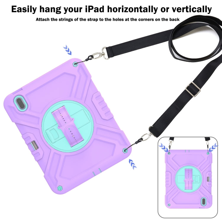 For iPad 2025 / 2022 X Rotation PC Hybrid Silicone Tablet Case with Strap(Purple Cyan) - iPad 2025 / 2022 Cases by buy2fix | Online Shopping UK | buy2fix