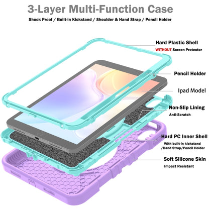 For iPad 2025 / 2022 X Rotation PC Hybrid Silicone Tablet Case with Strap(Purple Cyan) - iPad 2025 / 2022 Cases by buy2fix | Online Shopping UK | buy2fix