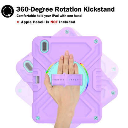 For iPad 2025 / 2022 X Rotation PC Hybrid Silicone Tablet Case with Strap(Purple Cyan) - iPad 2025 / 2022 Cases by buy2fix | Online Shopping UK | buy2fix
