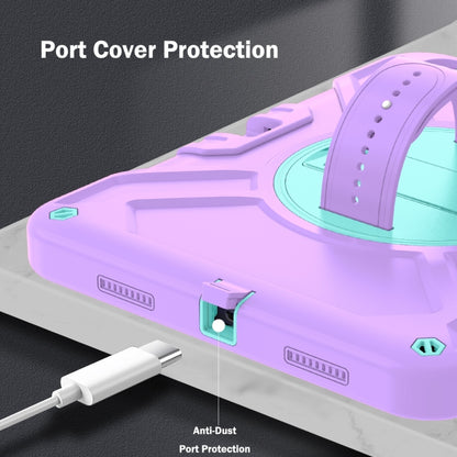 For iPad 2025 / 2022 X Rotation PC Hybrid Silicone Tablet Case with Strap(Purple Cyan) - iPad 2025 / 2022 Cases by buy2fix | Online Shopping UK | buy2fix