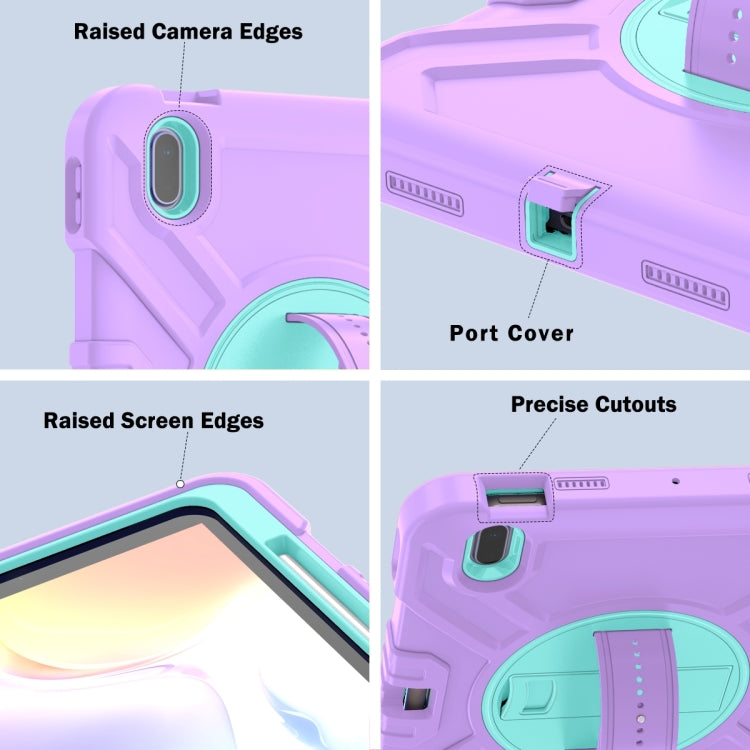 For iPad 2025 / 2022 X Rotation PC Hybrid Silicone Tablet Case with Strap(Purple Cyan) - iPad 2025 / 2022 Cases by buy2fix | Online Shopping UK | buy2fix