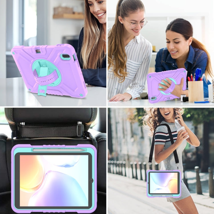 For iPad 2025 / 2022 X Rotation PC Hybrid Silicone Tablet Case with Strap(Purple Cyan) - iPad 2025 / 2022 Cases by buy2fix | Online Shopping UK | buy2fix