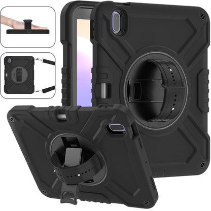 For iPad 2025 / 2022 X Rotation PC Hybrid Silicone Tablet Case with Strap(Full Black) - iPad 2025 / 2022 Cases by buy2fix | Online Shopping UK | buy2fix