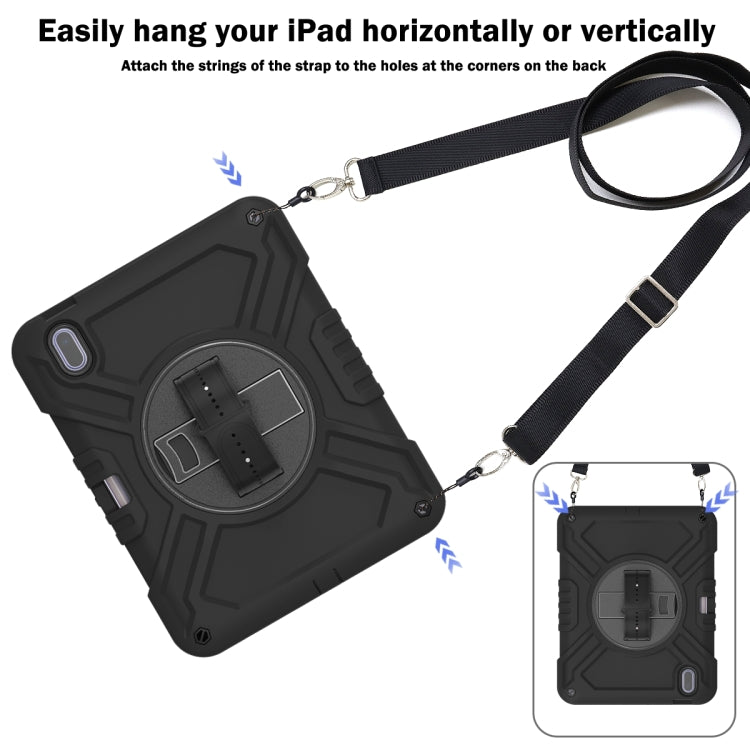 For iPad 2025 / 2022 X Rotation PC Hybrid Silicone Tablet Case with Strap(Full Black) - iPad 2025 / 2022 Cases by buy2fix | Online Shopping UK | buy2fix