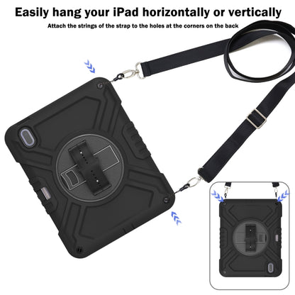 For iPad 2025 / 2022 X Rotation PC Hybrid Silicone Tablet Case with Strap(Full Black) - iPad 2025 / 2022 Cases by buy2fix | Online Shopping UK | buy2fix