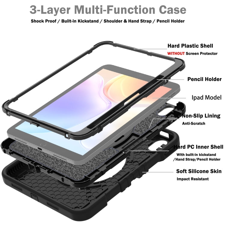 For iPad 2025 / 2022 X Rotation PC Hybrid Silicone Tablet Case with Strap(Full Black) - iPad 2025 / 2022 Cases by buy2fix | Online Shopping UK | buy2fix