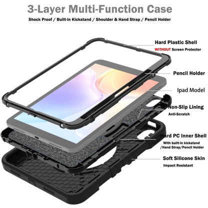 For iPad 2025 / 2022 X Rotation PC Hybrid Silicone Tablet Case with Strap(Full Black) - iPad 2025 / 2022 Cases by buy2fix | Online Shopping UK | buy2fix