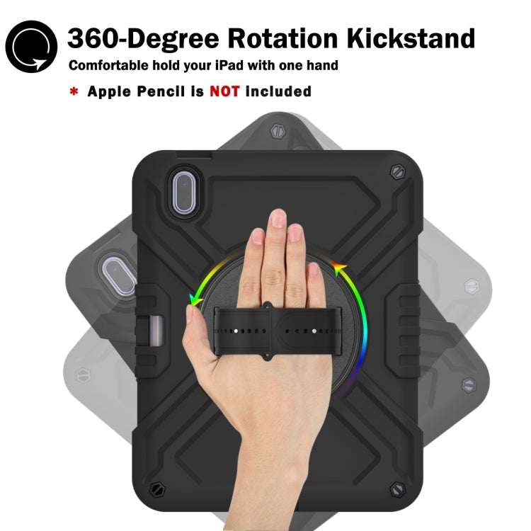 For iPad 2025 / 2022 X Rotation PC Hybrid Silicone Tablet Case with Strap(Full Black) - iPad 2025 / 2022 Cases by buy2fix | Online Shopping UK | buy2fix