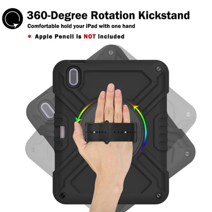 For iPad 2025 / 2022 X Rotation PC Hybrid Silicone Tablet Case with Strap(Full Black) - iPad 2025 / 2022 Cases by buy2fix | Online Shopping UK | buy2fix