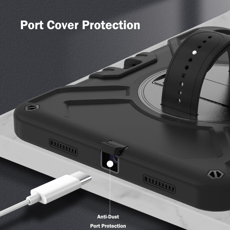 For iPad 2025 / 2022 X Rotation PC Hybrid Silicone Tablet Case with Strap(Full Black) - iPad 2025 / 2022 Cases by buy2fix | Online Shopping UK | buy2fix