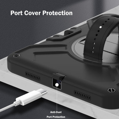 For iPad 2025 / 2022 X Rotation PC Hybrid Silicone Tablet Case with Strap(Full Black) - iPad 2025 / 2022 Cases by buy2fix | Online Shopping UK | buy2fix