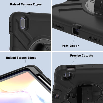For iPad 2025 / 2022 X Rotation PC Hybrid Silicone Tablet Case with Strap(Full Black) - iPad 2025 / 2022 Cases by buy2fix | Online Shopping UK | buy2fix