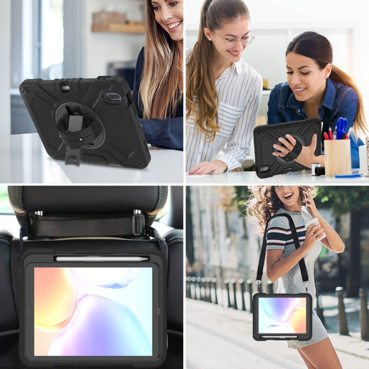 For iPad 2025 / 2022 X Rotation PC Hybrid Silicone Tablet Case with Strap(Full Black) - iPad 2025 / 2022 Cases by buy2fix | Online Shopping UK | buy2fix