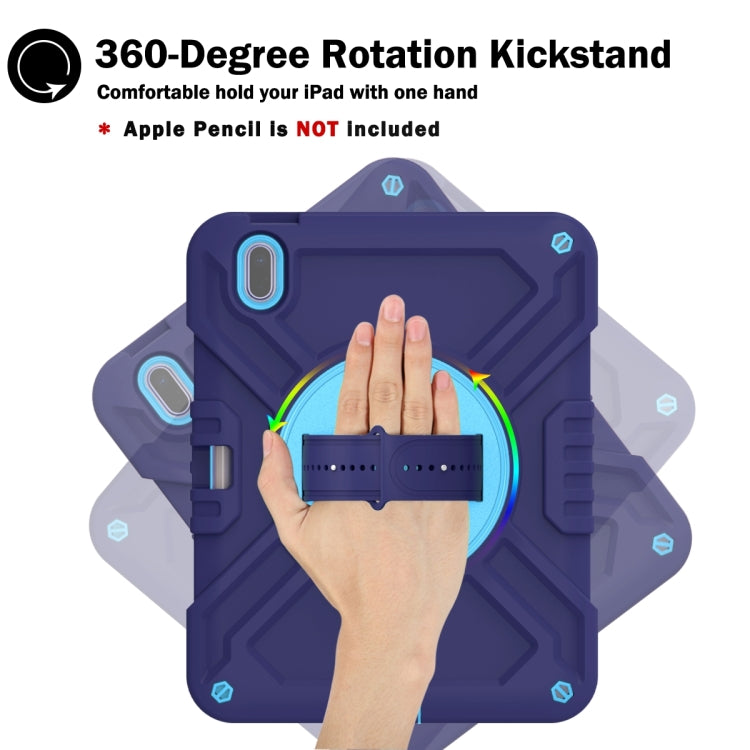 For iPad 2025 / 2022 X Rotation PC Hybrid Silicone Tablet Case with Strap(Navy Sky Blue) - iPad 2025 / 2022 Cases by buy2fix | Online Shopping UK | buy2fix