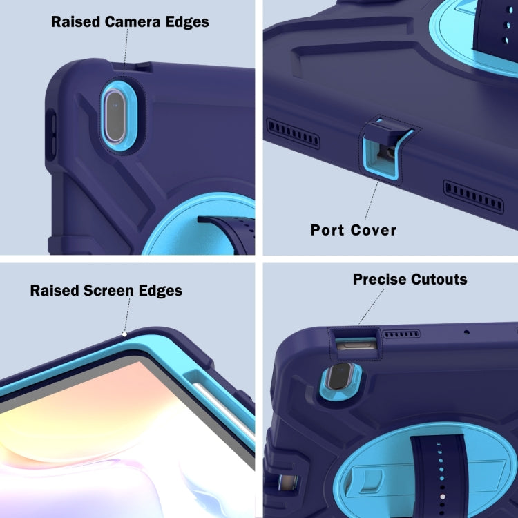 For iPad 2025 / 2022 X Rotation PC Hybrid Silicone Tablet Case with Strap(Navy Sky Blue) - iPad 2025 / 2022 Cases by buy2fix | Online Shopping UK | buy2fix
