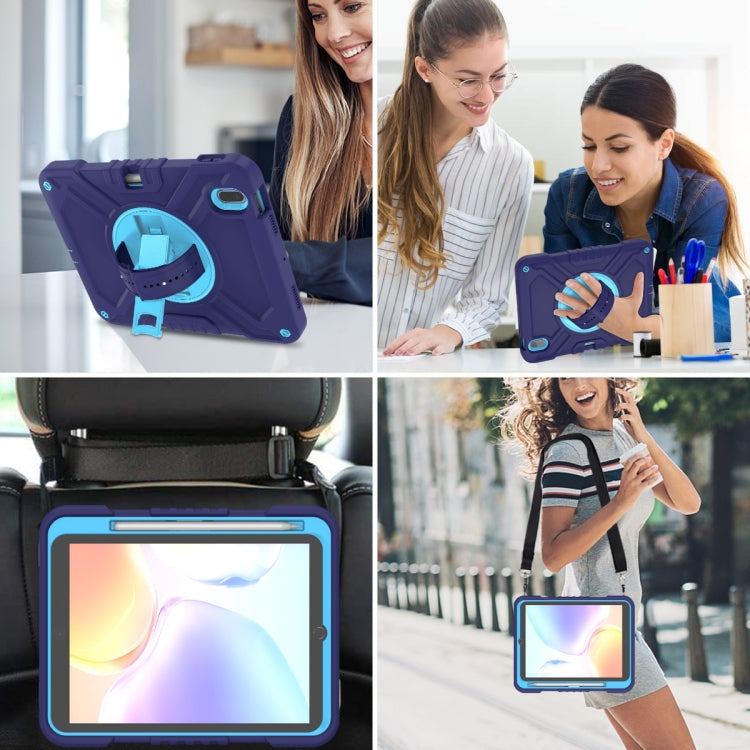 For iPad 2025 / 2022 X Rotation PC Hybrid Silicone Tablet Case with Strap(Navy Sky Blue) - iPad 2025 / 2022 Cases by buy2fix | Online Shopping UK | buy2fix