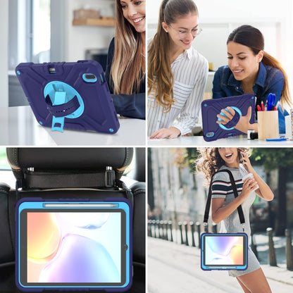 For iPad 2025 / 2022 X Rotation PC Hybrid Silicone Tablet Case with Strap(Navy Sky Blue) - iPad 2025 / 2022 Cases by buy2fix | Online Shopping UK | buy2fix