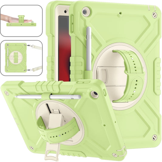 For iPad 10.2 2021 / 2020 / 2019 X Rotation PC Hybrid Silicone Tablet Case with Strap(Yellow Green White) - iPad 10.2 Cases by buy2fix | Online Shopping UK | buy2fix