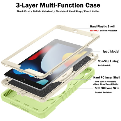 For iPad 10.2 2021 / 2020 / 2019 X Rotation PC Hybrid Silicone Tablet Case with Strap(Yellow Green White) - iPad 10.2 Cases by buy2fix | Online Shopping UK | buy2fix