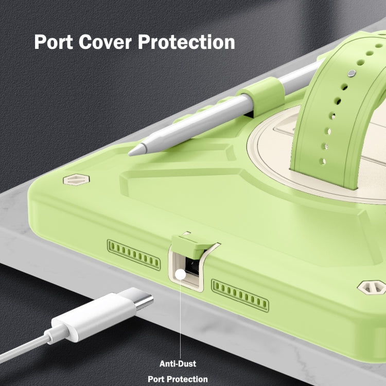 For iPad 10.2 2021 / 2020 / 2019 X Rotation PC Hybrid Silicone Tablet Case with Strap(Yellow Green White) - iPad 10.2 Cases by buy2fix | Online Shopping UK | buy2fix