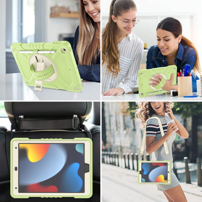 For iPad 10.2 2021 / 2020 / 2019 X Rotation PC Hybrid Silicone Tablet Case with Strap(Yellow Green White) - iPad 10.2 Cases by buy2fix | Online Shopping UK | buy2fix