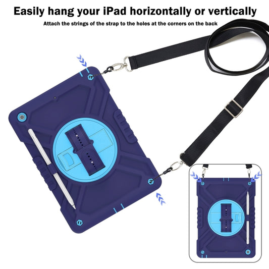 For iPad 10.2 2021 / 2020 / 2019 X Rotation PC Hybrid Silicone Tablet Case with Strap(Navy Sky Blue) - iPad 10.2 Cases by buy2fix | Online Shopping UK | buy2fix