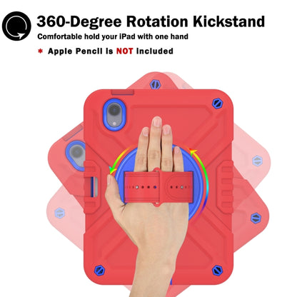 For iPad mini 6 / mini 2024 X Rotation PC Hybrid Silicone Tablet Case with Strap(Red Blue) - iPad mini 6 Cases by buy2fix | Online Shopping UK | buy2fix
