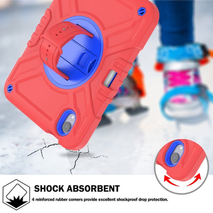 For iPad mini 6 / mini 2024 X Rotation PC Hybrid Silicone Tablet Case with Strap(Red Blue) - iPad mini 6 Cases by buy2fix | Online Shopping UK | buy2fix