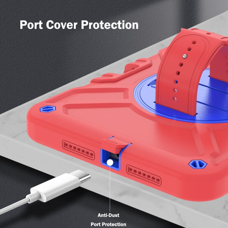 For iPad mini 6 / mini 2024 X Rotation PC Hybrid Silicone Tablet Case with Strap(Red Blue) - iPad mini 6 Cases by buy2fix | Online Shopping UK | buy2fix
