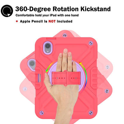 For iPad mini 6 / mini 2024 X Rotation PC Hybrid Silicone Tablet Case with Strap(Red Purple) - iPad mini 6 Cases by buy2fix | Online Shopping UK | buy2fix