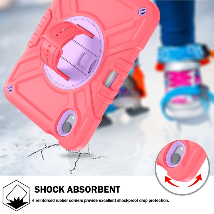 For iPad mini 6 / mini 2024 X Rotation PC Hybrid Silicone Tablet Case with Strap(Red Purple) - iPad mini 6 Cases by buy2fix | Online Shopping UK | buy2fix