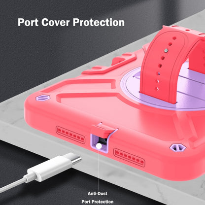 For iPad mini 6 / mini 2024 X Rotation PC Hybrid Silicone Tablet Case with Strap(Red Purple) - iPad mini 6 Cases by buy2fix | Online Shopping UK | buy2fix