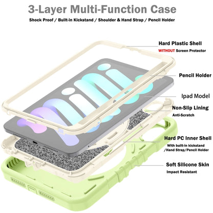 For iPad mini 6 / mini 2024 X Rotation PC Hybrid Silicone Tablet Case with Strap(Yellow Green White) - iPad mini 6 Cases by buy2fix | Online Shopping UK | buy2fix