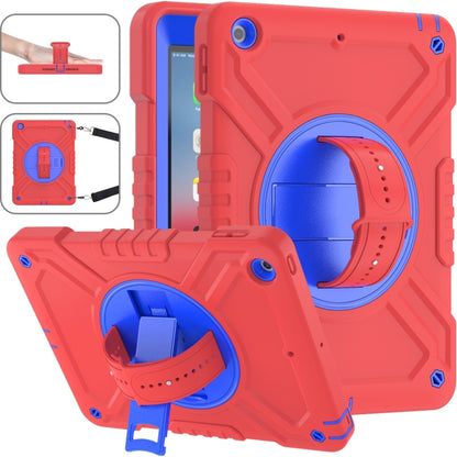 For iPad Air / Air 2 / 9.7 2018 / 2017 X Rotation PC Hybrid Silicone Tablet Case with Strap(Red Blue) - iPad 9.7 (2018) & (2017) Cases by buy2fix | Online Shopping UK | buy2fix