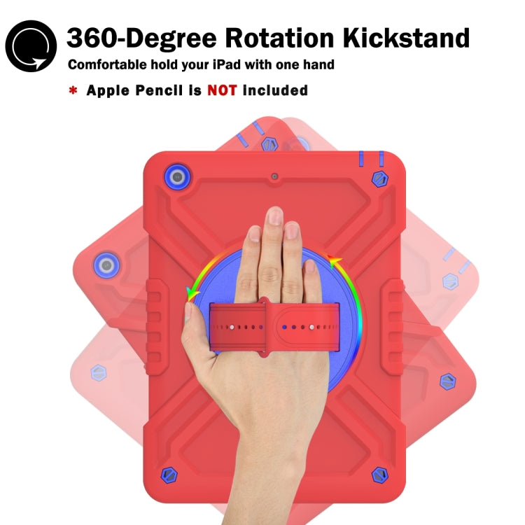 For iPad Air / Air 2 / 9.7 2018 / 2017 X Rotation PC Hybrid Silicone Tablet Case with Strap(Red Blue) - iPad 9.7 (2018) & (2017) Cases by buy2fix | Online Shopping UK | buy2fix