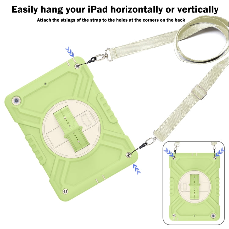 For iPad Air / Air 2 / 9.7 2018 / 2017 X Rotation PC Hybrid Silicone Tablet Case with Strap(Yellow Green White) - iPad 9.7 (2018) & (2017) Cases by buy2fix | Online Shopping UK | buy2fix
