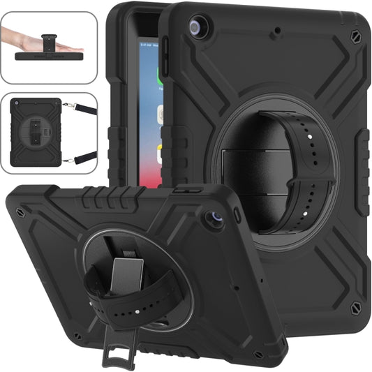 For iPad Air / Air 2 / 9.7 2018 / 2017 X Rotation PC Hybrid Silicone Tablet Case with Strap(Full Black) - iPad 9.7 (2018) & (2017) Cases by buy2fix | Online Shopping UK | buy2fix