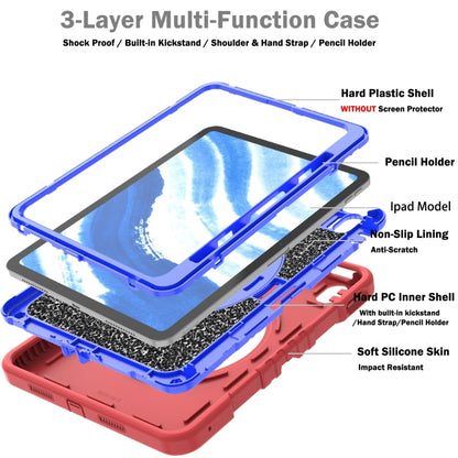 For iPad Air 11 2024 X Rotation PC Hybrid Silicone Tablet Case with Strap(Red Blue) - iPad Air 11 2024 Cases by buy2fix | Online Shopping UK | buy2fix