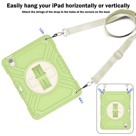 For iPad Air 11 2025 / 2024 X Rotation PC Hybrid Silicone Tablet Case with Strap(Yellow Green White) by buy2fix