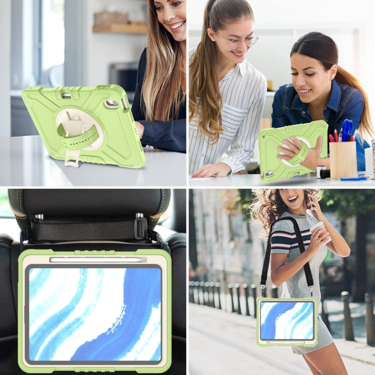 For iPad Air 11 2024 X Rotation PC Hybrid Silicone Tablet Case with Strap(Yellow Green White) - iPad Air 11 2024 Cases by buy2fix | Online Shopping UK | buy2fix