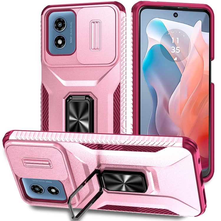 For Motorola Moto G Play 2024 Sliding Camshield Holder Phone Case(Pink + Rose Red) - Motorola Cases by buy2fix | Online Shopping UK | buy2fix