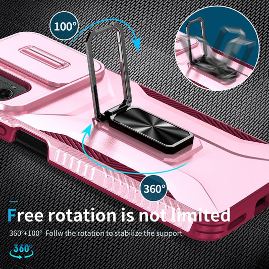 For Motorola Moto G 5G 2024 Sliding Camshield Holder Phone Case(Pink + Rose Red) by buy2fix