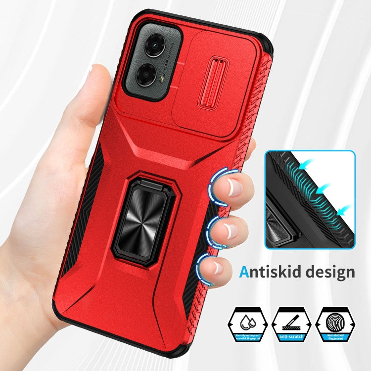 For Motorola Moto G 5G 2024 Sliding Camshield Holder Phone Case(Red) - Motorola Cases by buy2fix | Online Shopping UK | buy2fix