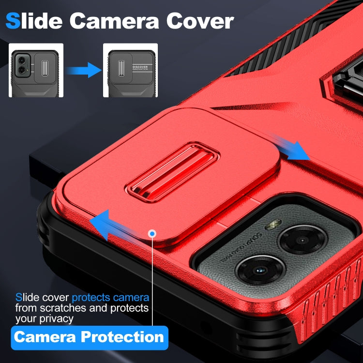 For Motorola Moto G 5G 2024 Sliding Camshield Holder Phone Case(Red) - Motorola Cases by buy2fix | Online Shopping UK | buy2fix