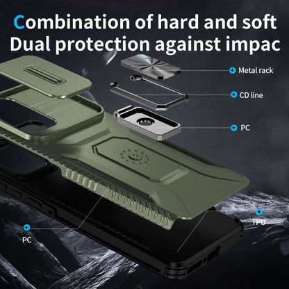 For Motorola Edge 5G 2024 Sliding Camshield Holder Phone Case(Alpine Green) by buy2fix