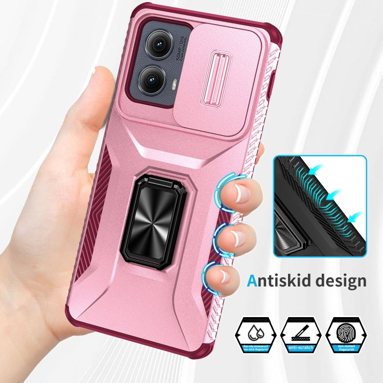 For Motorola Edge 5G 2024 Sliding Camshield Holder Phone Case(Pink + Rose Red) - Motorola Cases by buy2fix | Online Shopping UK | buy2fix