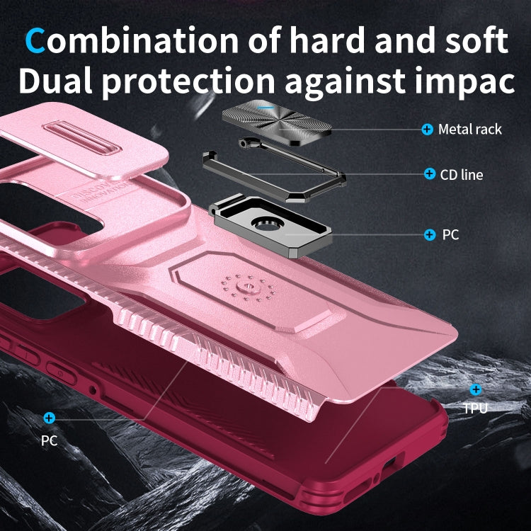 For Motorola Edge 5G 2024 Sliding Camshield Holder Phone Case(Pink + Rose Red) - Motorola Cases by buy2fix | Online Shopping UK | buy2fix