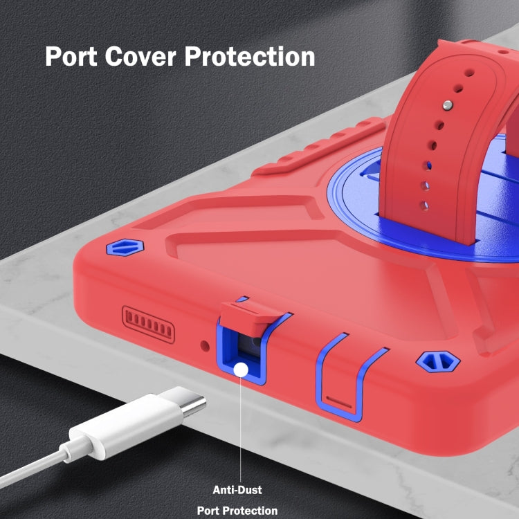 For Samsung Galaxy Tab A7 Lite X Rotation PC Hybrid Silicone Tablet Case with Strap(Red Blue) - Other Galaxy Tab PC by buy2fix | Online Shopping UK | buy2fix