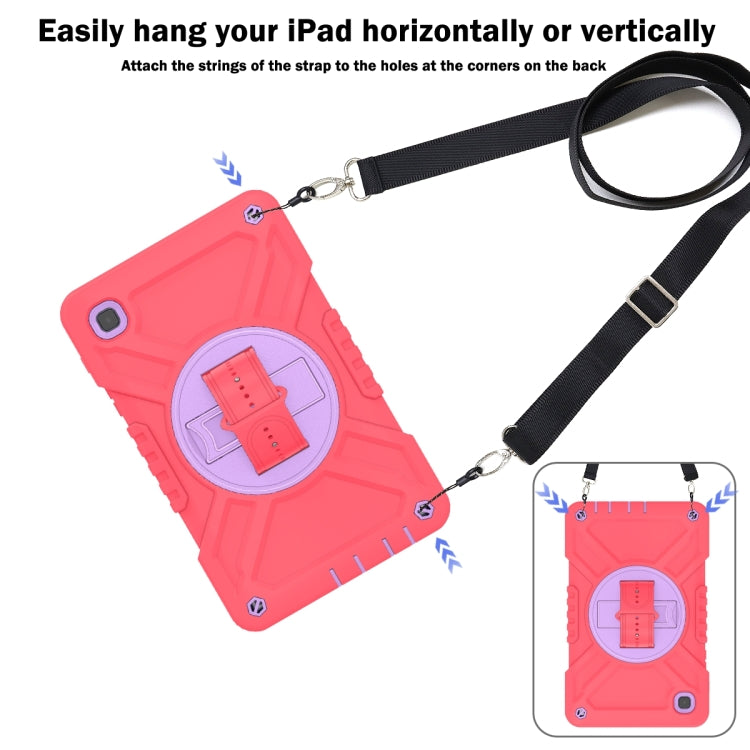 For Samsung Galaxy Tab A7 Lite X Rotation PC Hybrid Silicone Tablet Case with Strap(Red Purple) - Other Galaxy Tab PC by buy2fix | Online Shopping UK | buy2fix